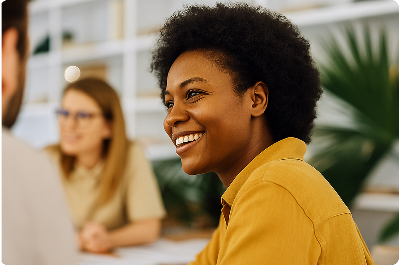 Team member smiling in office