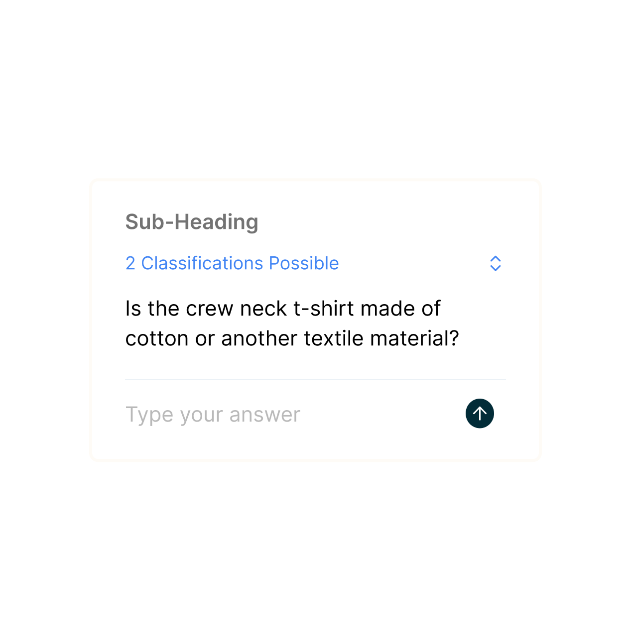 Classification questions interface